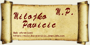 Milojko Pavičić vizit kartica